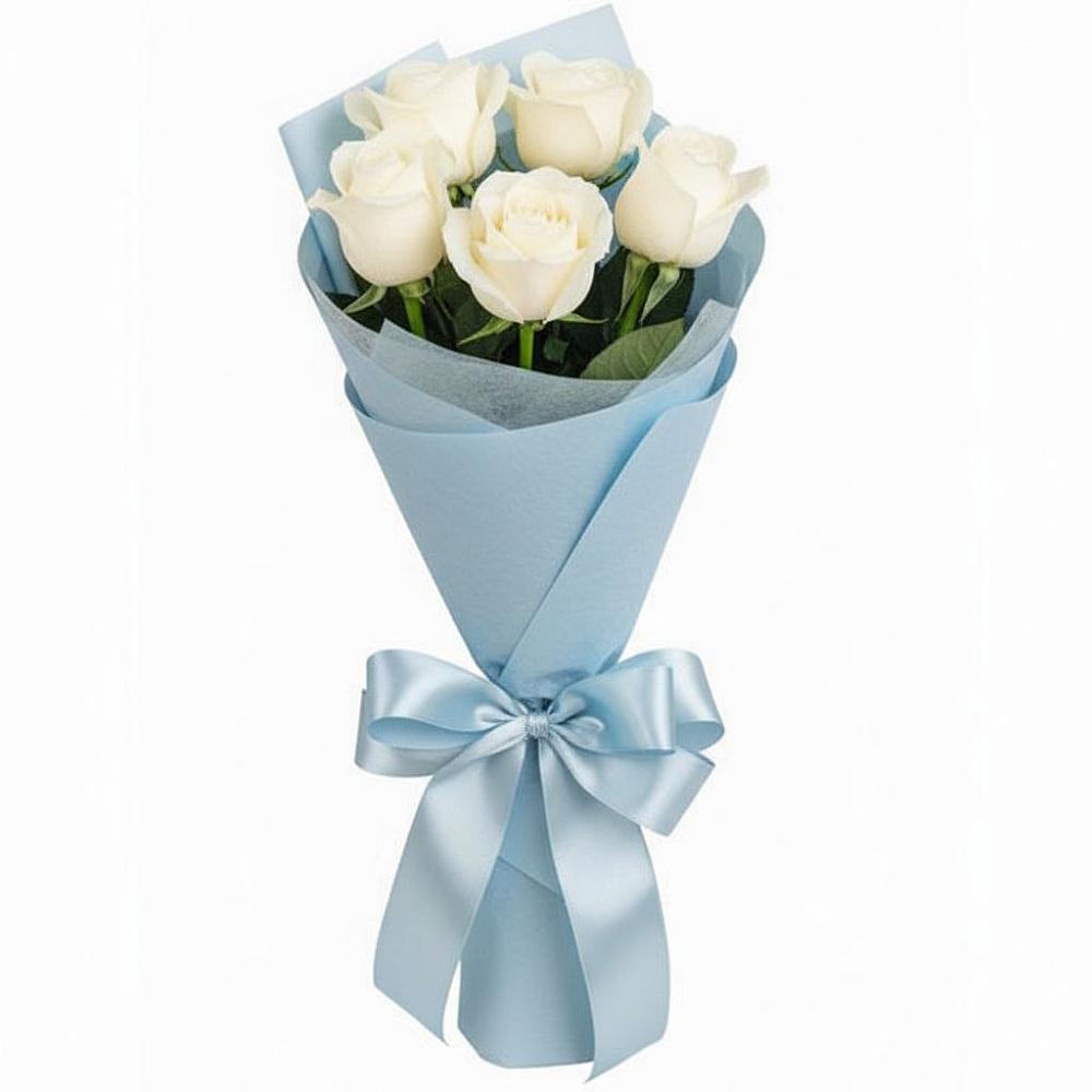 Букет 5 Белых роз Проуд в Сельце