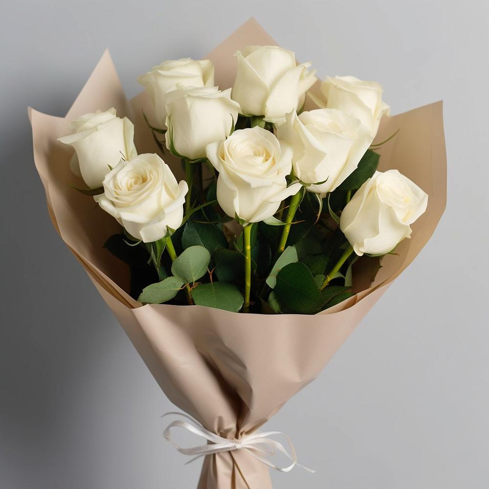 Букет 9 Белых роз Эдлесс Лав в Сельце