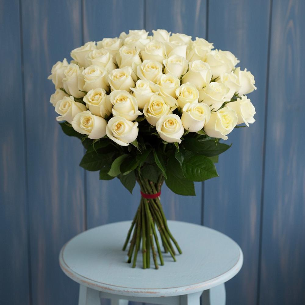 Букет 51 Белая роза Эдлесс Лав в Сельце