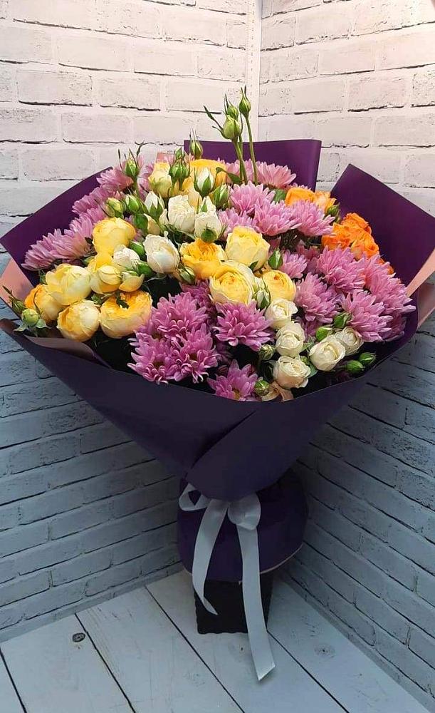 Букет цветов из: Хризантемы и Розы в Сельце