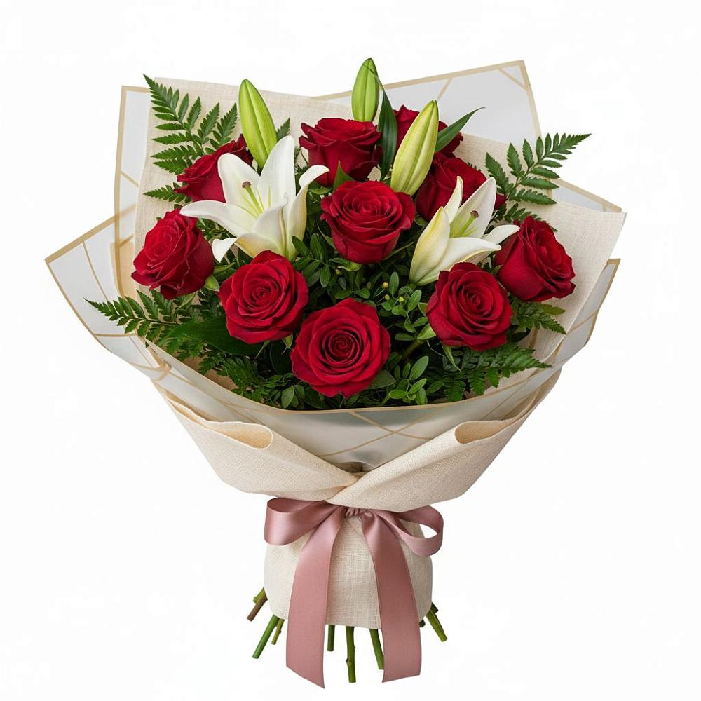 Букет цветов из: Лилии и Розы в Сельце