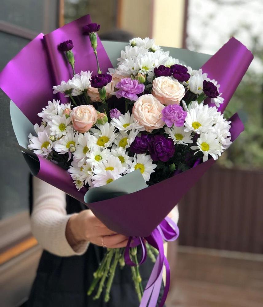 Букет цветов из: Хризантемы, Гвоздики и Розы в Сельце