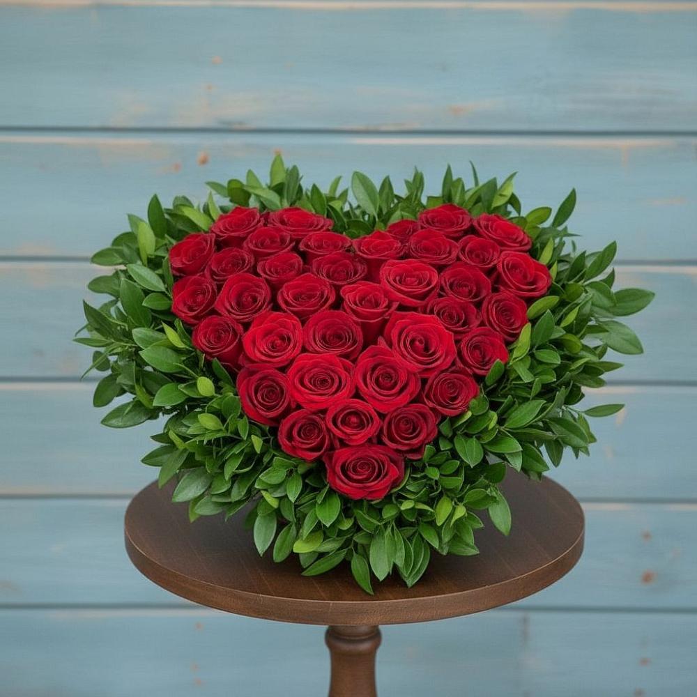 Цветочная композиция из Розы в виде сердца в Сельце