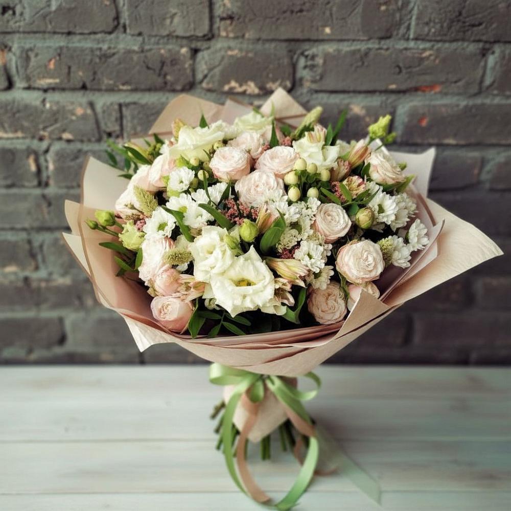 Букет цветов из: Альстромерии, Розы и Хризантемы в Сельце