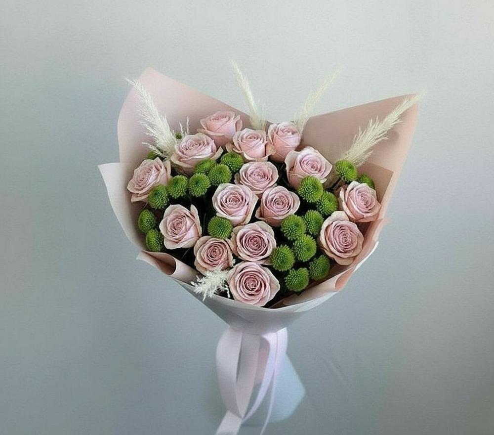 Букет цветов из: Розы и Хризантемы в Сельце