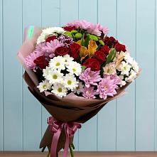 Букет цветов из:  Розы, Хризантемы и Альстромерии в Сельце