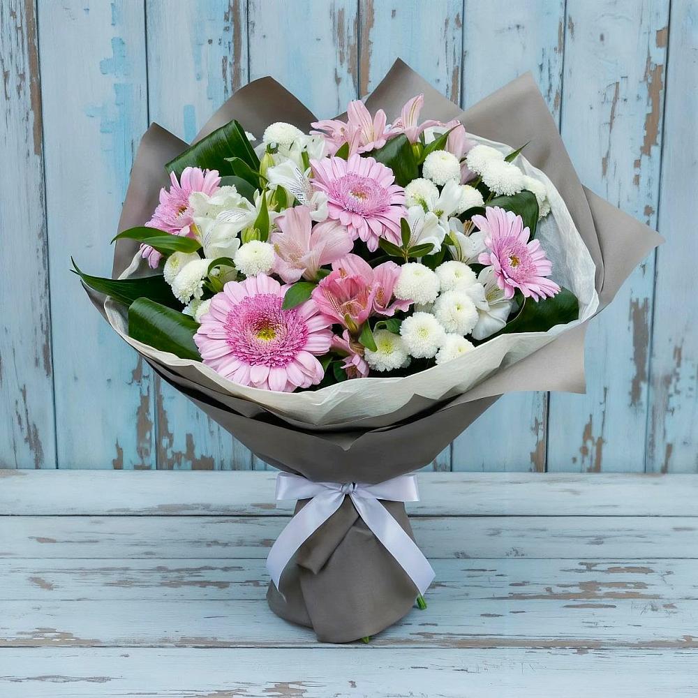 Букет цветов из: Герберы, Альстромерии и Хризантемы в Сельце