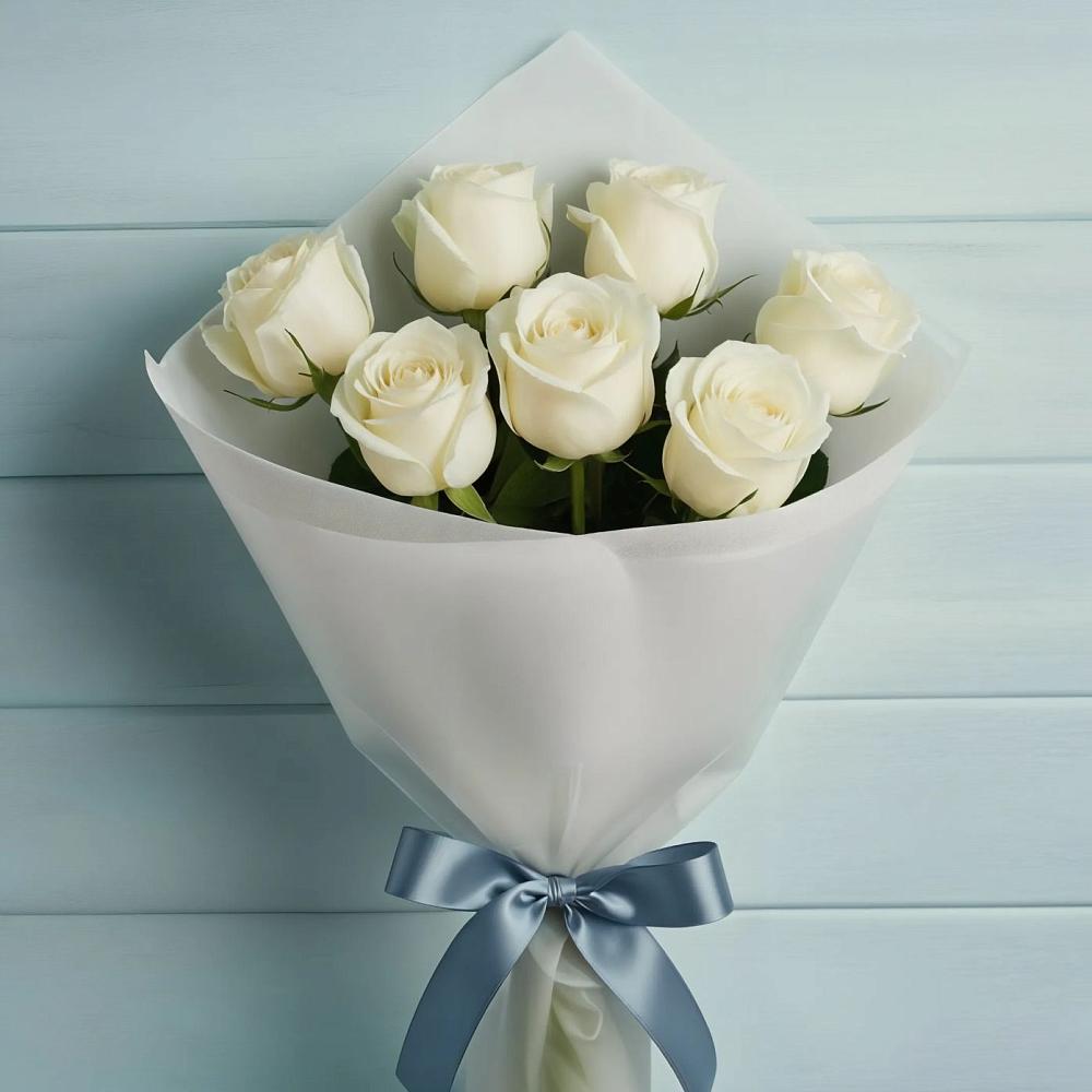 Букет 7 Белых роз Эдлесс Лав в Сельце